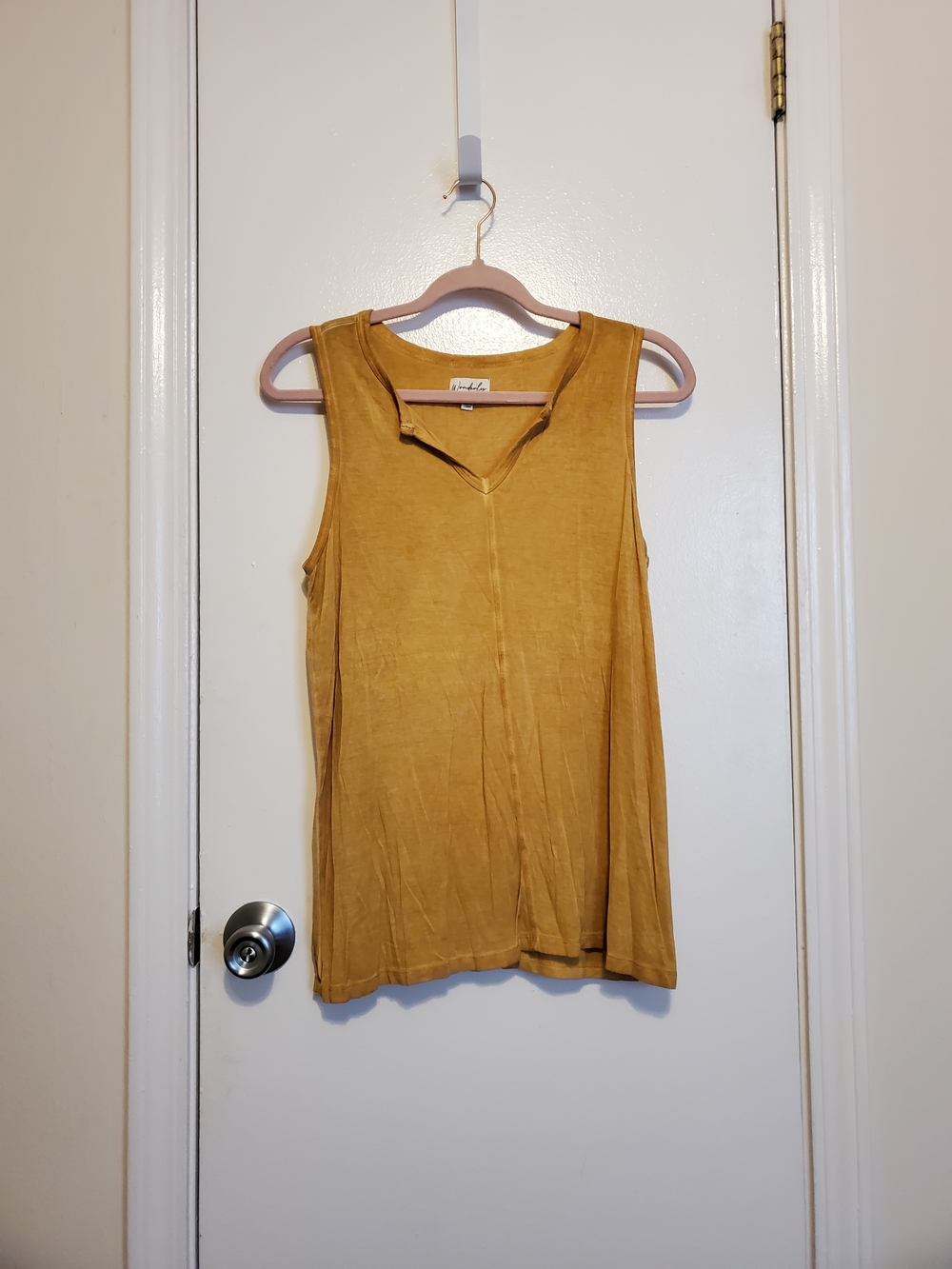Wonderly Sleeveless V-Neck Tank Top in Mustard Gold